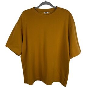 Uniqlo U AIRism Cotton Oversized Crew Neck T-Shirt Mustard Yellow XL 455359